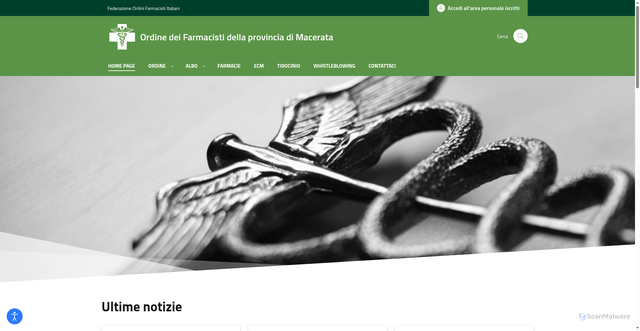 Security scan screenshot of https://www.ordinefarmacistimacerata.it/