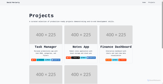 Security scan screenshot of https://davidmoriarty-portfolio.pages.dev/projects