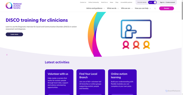 Security scan screenshot of https://autism.org.uk
