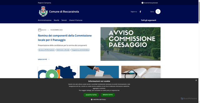 Security scan screenshot of https://www.comune.roccarainola.na.it/it