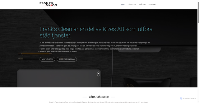 Security scan screenshot of https://franksclean.se