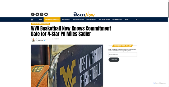 Security scan screenshot of https://wvsportsnow.com/wvu-basketball-now-knows-commitment-date-for-4-star-pg-miles-sadler/