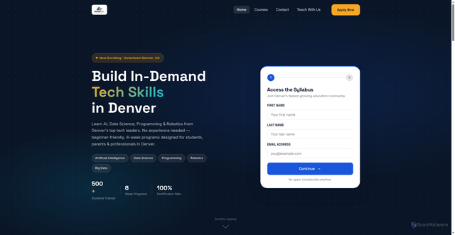 Security scan screenshot of https://denveredu.com/index.html