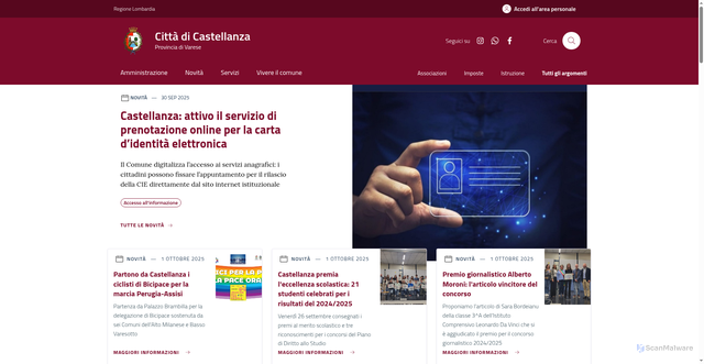 Security scan screenshot of https://www.comune.castellanza.va.it/home/index.html