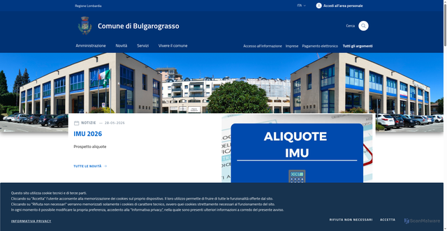 Security scan screenshot of https://www.comune.bulgarograsso.co.it