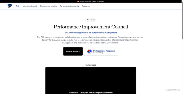 Security scan screenshot of https://www.performance.gov/pic/