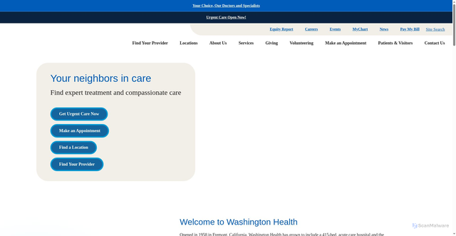 Security scan screenshot of https://www.washingtonhealth.com/