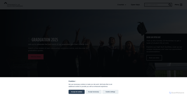 Security scan screenshot of https://www.glos.ac.uk/