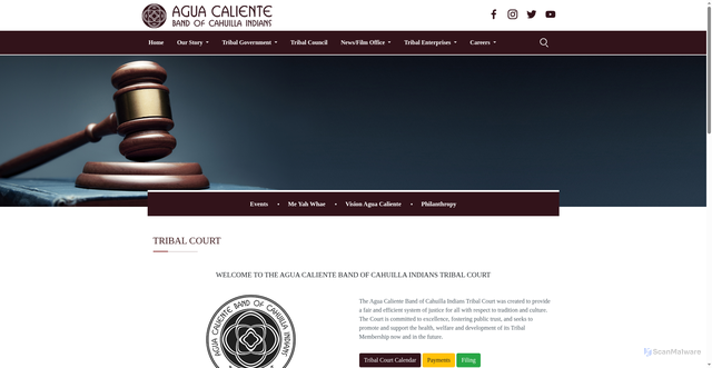 Security scan screenshot of https://aguacaliente.org/tribalcourt/