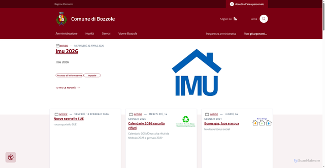 Security scan screenshot of http://www.comune.bozzole.al.it