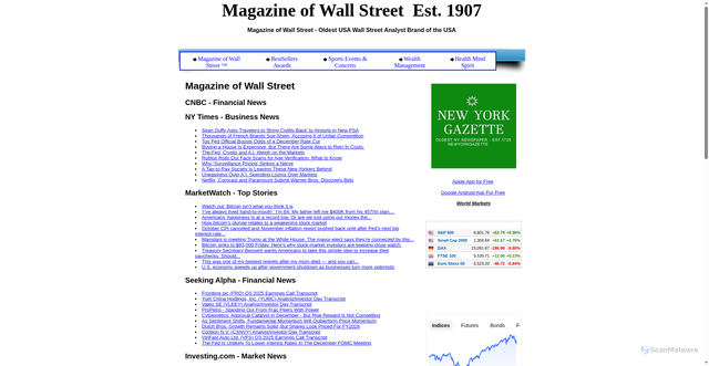 Security scan screenshot of https://www.magazineofwallstreet.com/