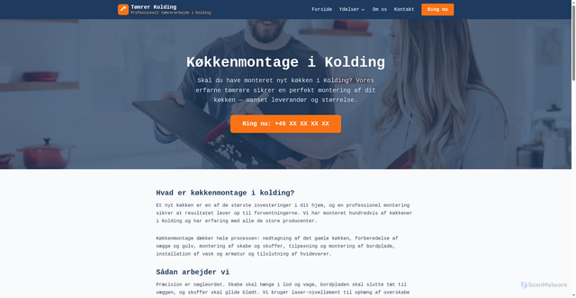 Security scan screenshot of https://toemrerkolding.dk/koekkenmontage-kolding