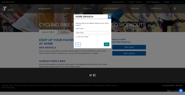 Security scan screenshot of https://www.auburnymca.org/cycling