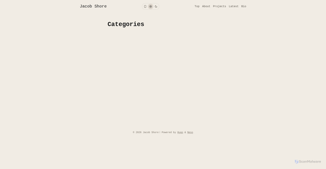 Security scan screenshot of https://jacob-shore.com/categories/