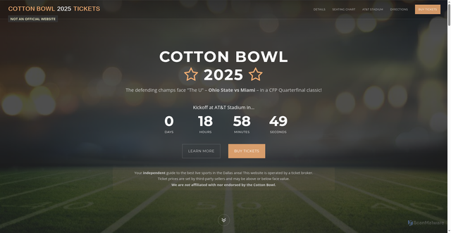 Security scan screenshot of https://www.cottonbowl2025.com/