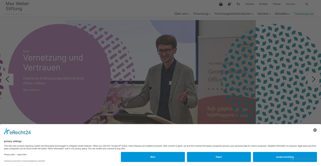 Security scan screenshot of https://www.maxweberstiftung.de/startseite.html