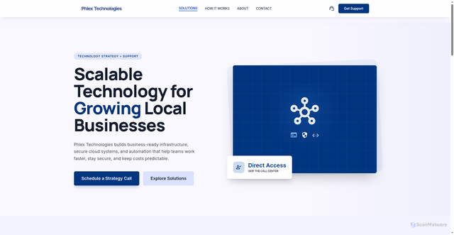 Security scan screenshot of https://phlextechnologies.com/