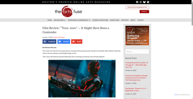 Security scan screenshot of https://artsfuse.org/318114/film-review-tron-ares-it-might-have-been-a-contender/