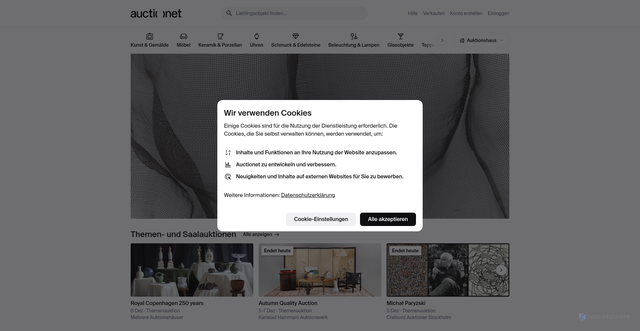 Security scan screenshot of https://auctionet.com/