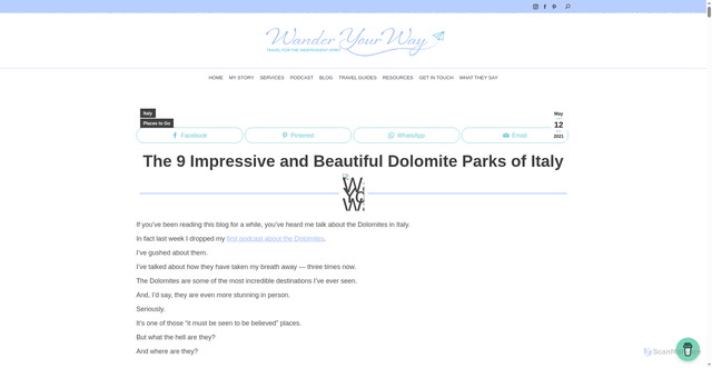 Security scan screenshot of https://wanderyourway.com/so-what-exactly-are-the-dolomites/