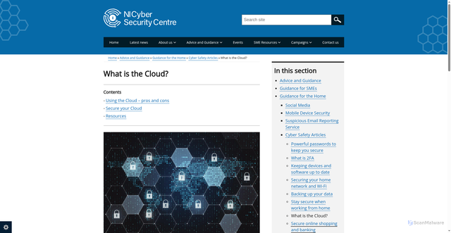 Security scan screenshot of https://www.nicybersecuritycentre.gov.uk/what-cloud