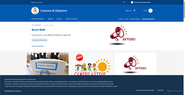 Security scan screenshot of https://www.comune.vistarino.pv.it