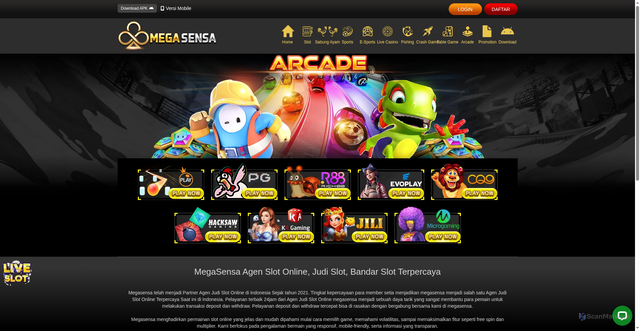 Security scan screenshot of https://138megasensa.com/desktop/game/arcade/rich88