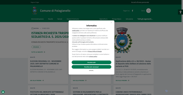 Security scan screenshot of https://www.comune.palagianello.ta.it/