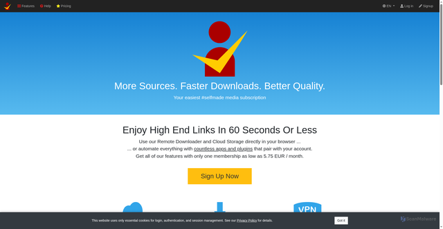Security scan screenshot of https://www.premiumize.me