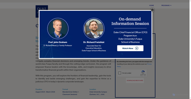 Security scan screenshot of https://nw.fuqua.duke.edu/chief-financial-officer-program/