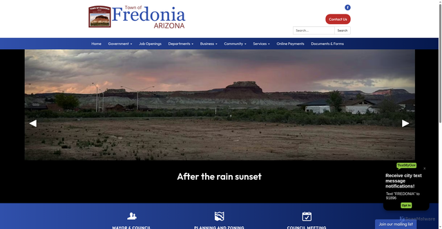 Security scan screenshot of https://www.fredoniaaz.gov/