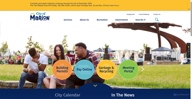 Security scan screenshot of https://www.cityofmarion.org/