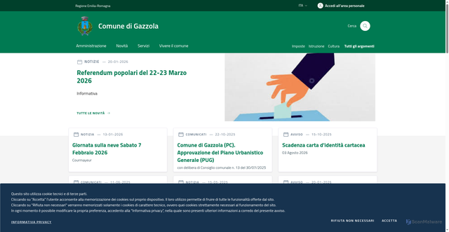 Security scan screenshot of https://www.comune.gazzola.pc.it/