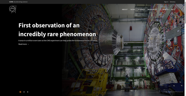Security scan screenshot of https://home.cern/