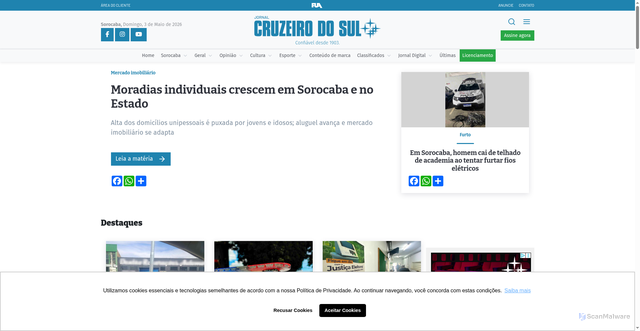 Security scan screenshot of https://www.jornalcruzeiro.com.br/