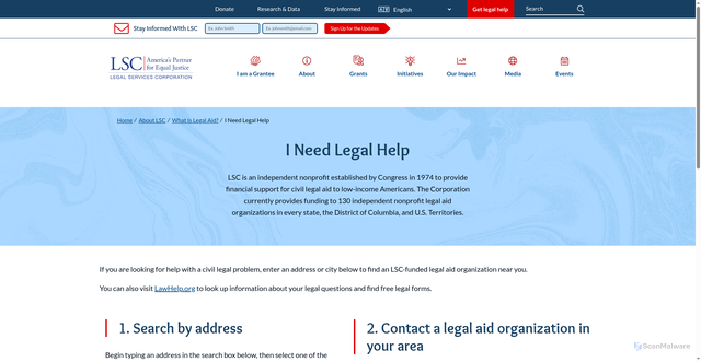 Security scan screenshot of https://www.lsc.gov/about-lsc/what-legal-aid/i-need-legal-help
