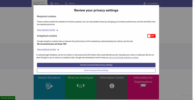 Security scan screenshot of https://www.lgo.org.uk/