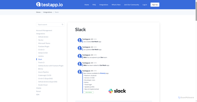 Security scan screenshot of https://help-static.pages.dev/slack-integration/