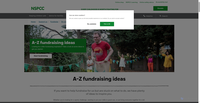 Security scan screenshot of https://www.nspcc.org.uk/support-us/charity-fundraising/do-your-own-fundraising/a-z-fundraising-ideas/