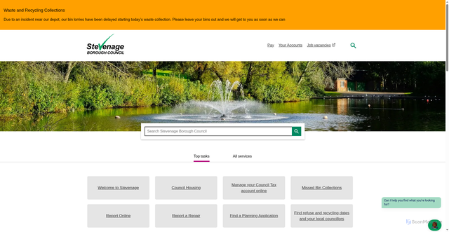 Security scan screenshot of http://www.stevenage.gov.uk