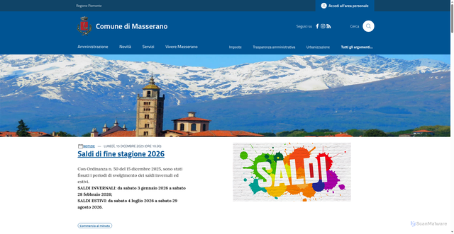 Security scan screenshot of https://comune.masserano.bi.it/