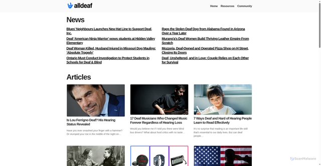 Security scan screenshot of https://alldeaf.com