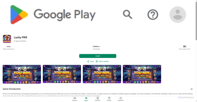 Security scan screenshot of https://luckypkrfbdsq.com/