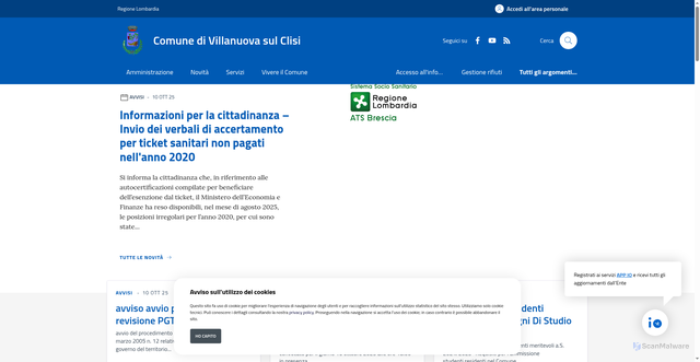 Security scan screenshot of https://www.comune.villanuova-sul-clisi.bs.it/