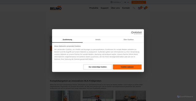 Security scan screenshot of https://belimo.com