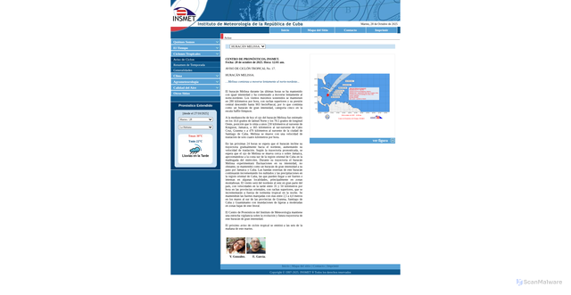 Security scan screenshot of http://www.insmet.cu/asp/genesis.asp?TB0=PLANTILLAS&TB1=AVISO2&TB2=0