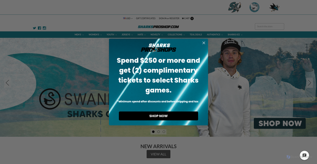 Security scan screenshot of https://sharksproshop.com/?srsltid=AfmBOopDtVrhiM5m0_g6a45Azw46-PDh3HVw1ns3sdn34Gr_Ycvn8-pI