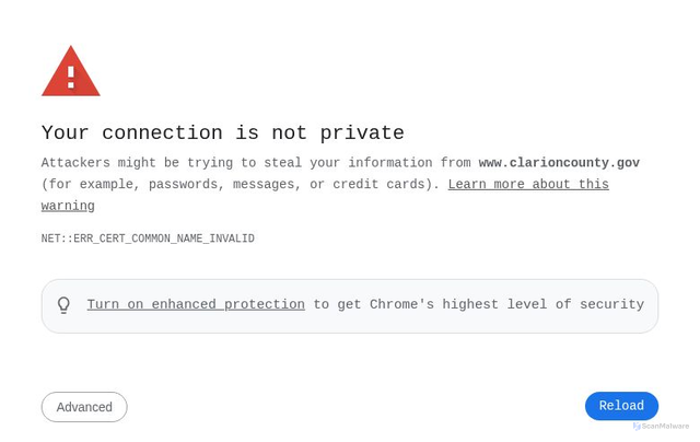 Security scan screenshot of http://www.clarioncounty.gov/
