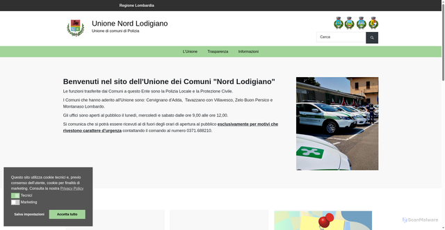 Security scan screenshot of https://www.unionenordlodigiano.it/
