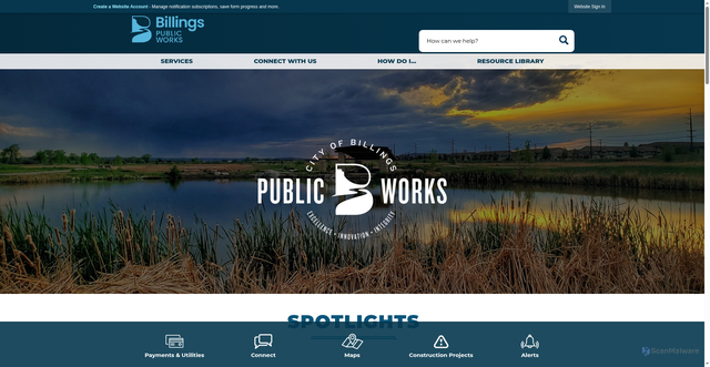 Security scan screenshot of https://billingsmtpublicworks.gov/
